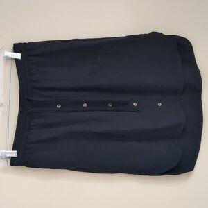 Small Apt 9 Black Pull On Skirt Drawstring Pockets Hi-Lo Decorative Buttons
